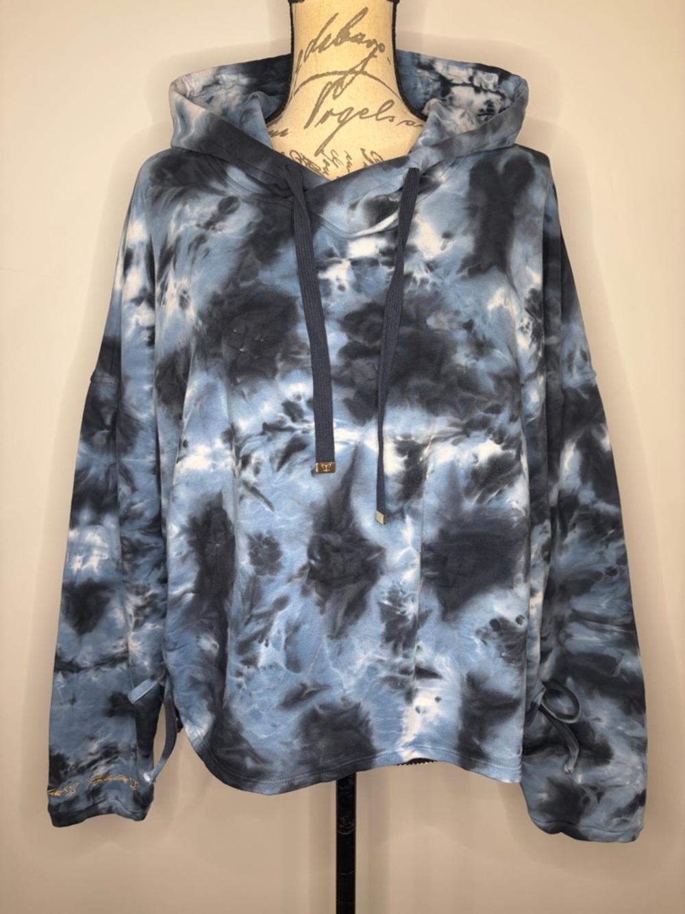 Laila Ali stretch cotton pullover ruched cinched tie dye pullover hoodie XL